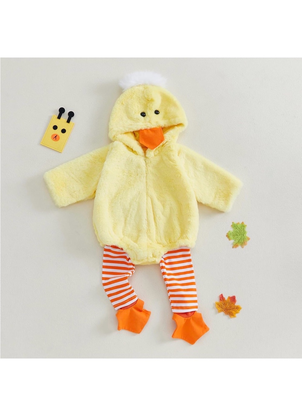 Yellow Duckling Plush Hooded Costume with Orange Striped Legs
